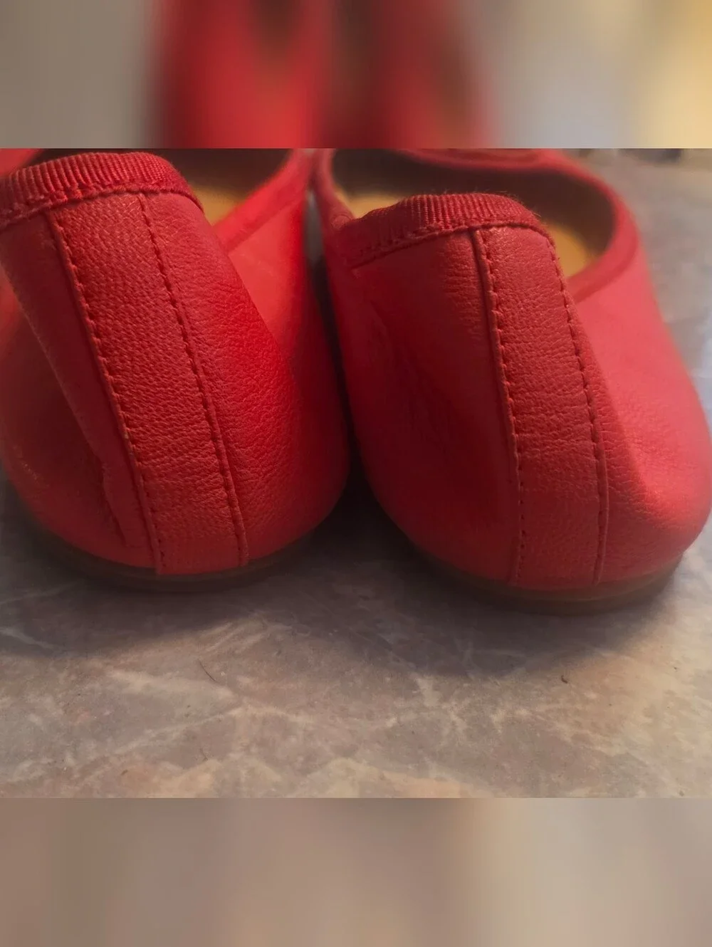 Tory Burch Red Leather Ballet Flats